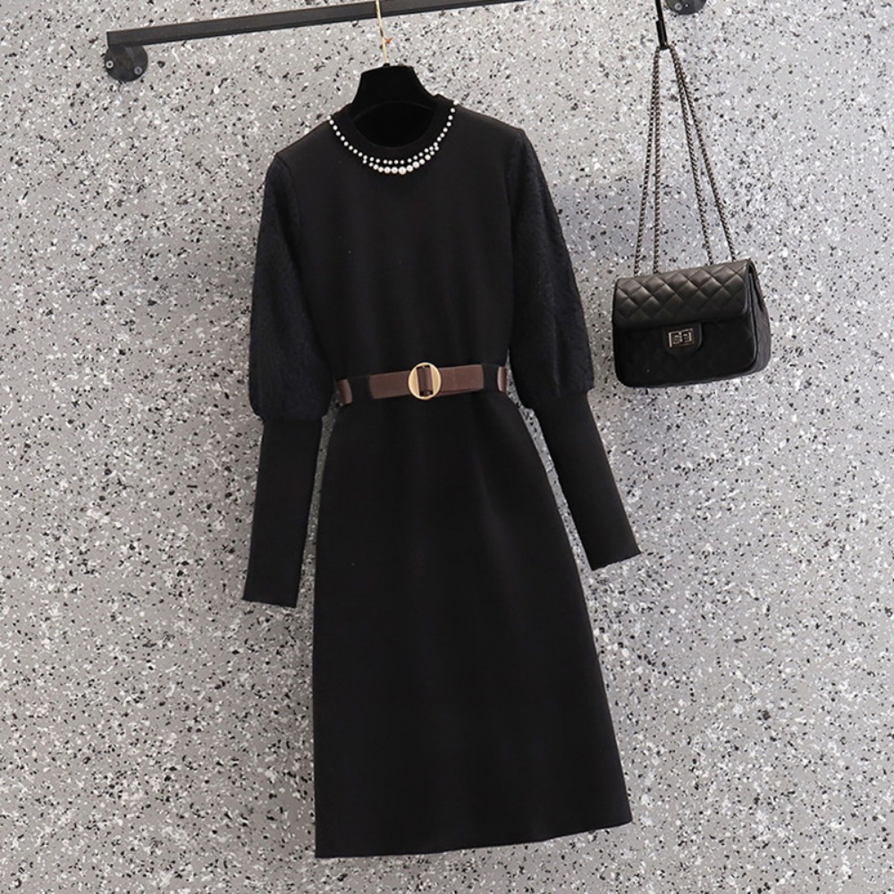 Winter Clothing Line - Eleganckie sukienki dzianinowe z koralikami, łączone,