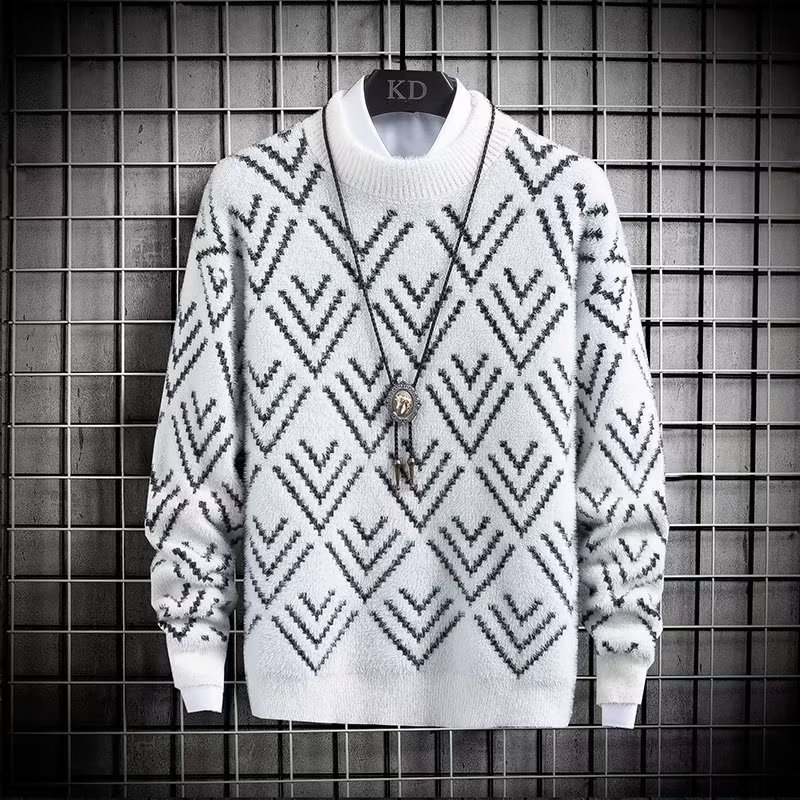 Winter Clothing Men Style - Jesienno-zimowy męski sweter z pluszowego ciepłe