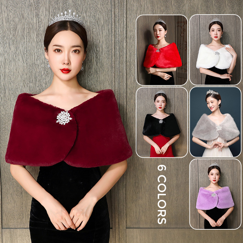 Winter Clothing Online - Damski szal ślubny peleryna ślubna sztuczne